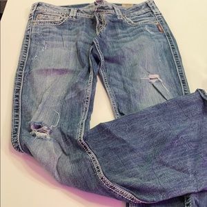 Silver flare Frances distressed denim